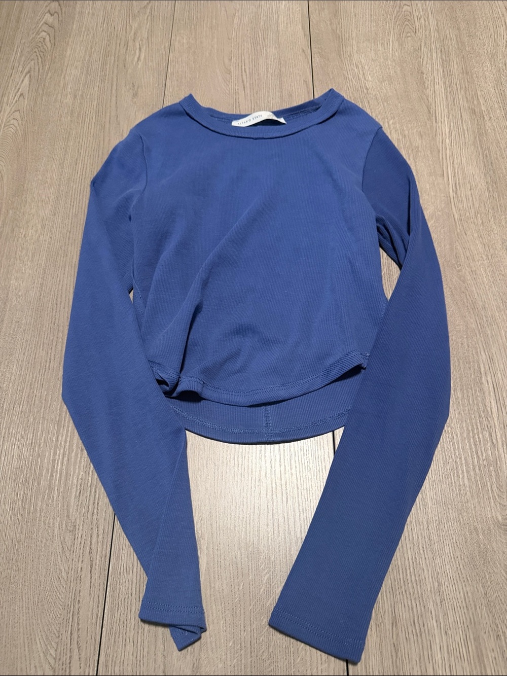 Altar'd State Ribbed Cropped Long Sleeve Top - Cornflower Blue